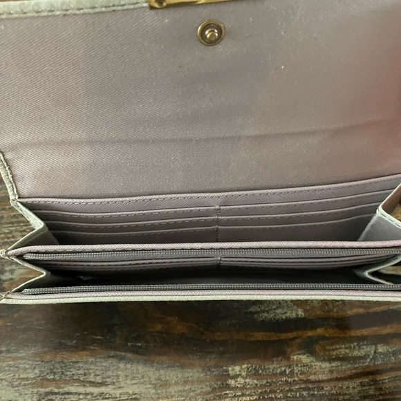 Fossil genuine leather long wallet - Light Green - Inside Light Grey - Picture 6 of 9